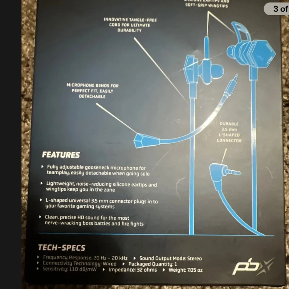 PBX Hornet Pro Gaming Earbuds with Detachable Mic NEW BOXED